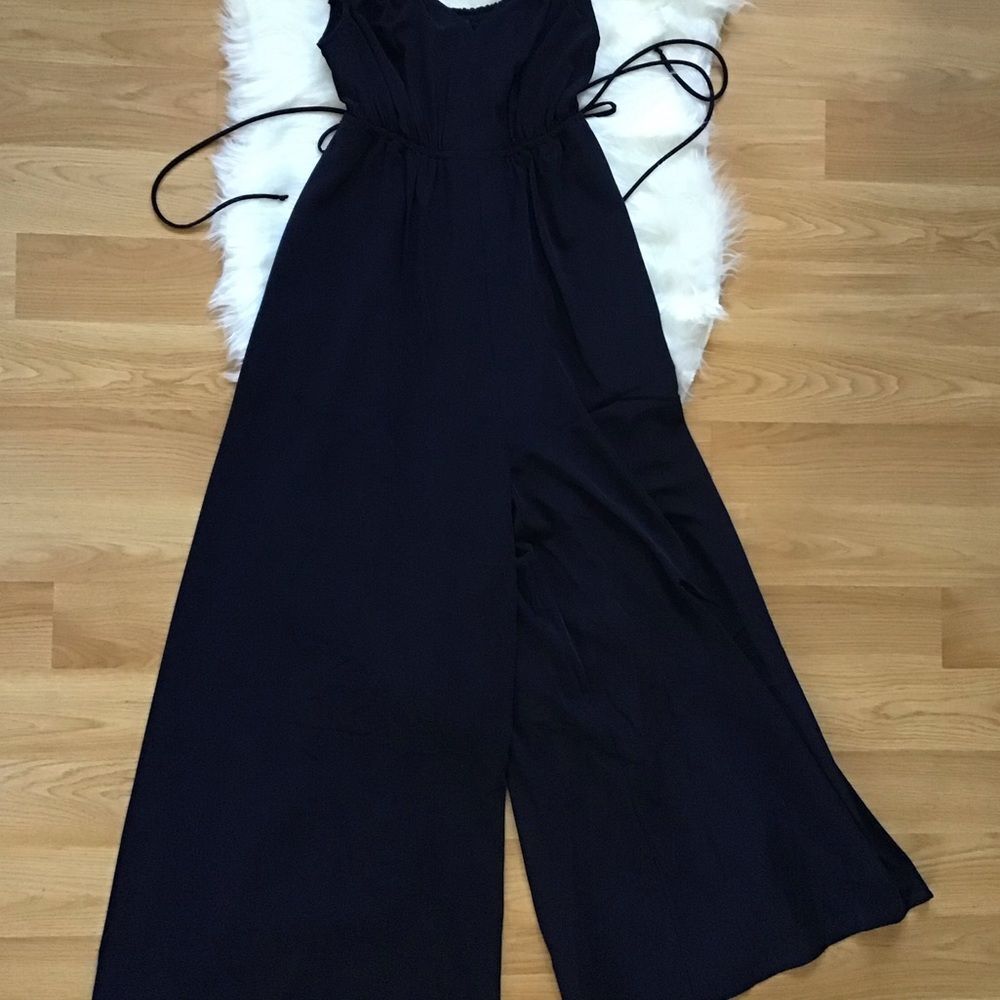 NWT Forest Lily Navy Blue Jumpsuit Spaghetti Strap XS - Picture 3 of 6